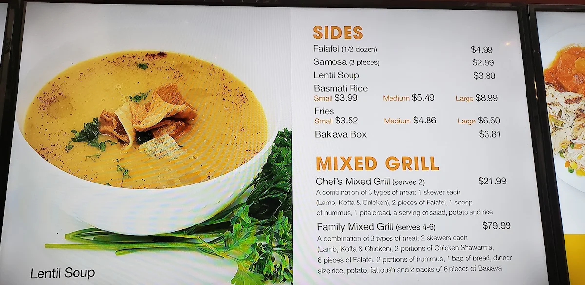 Menu, Chef's Door Premium Shawarma