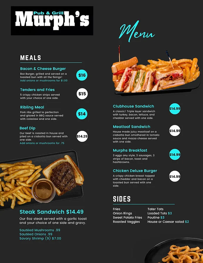 Menu, Murph's Pub & Grill