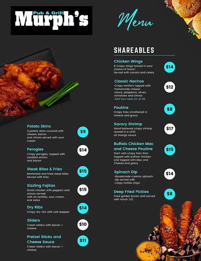 Menu, Murph's Pub & Grill