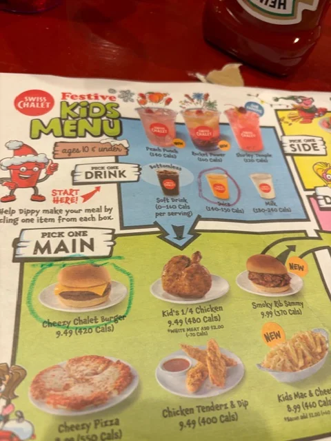 Menu, Swiss Chalet
