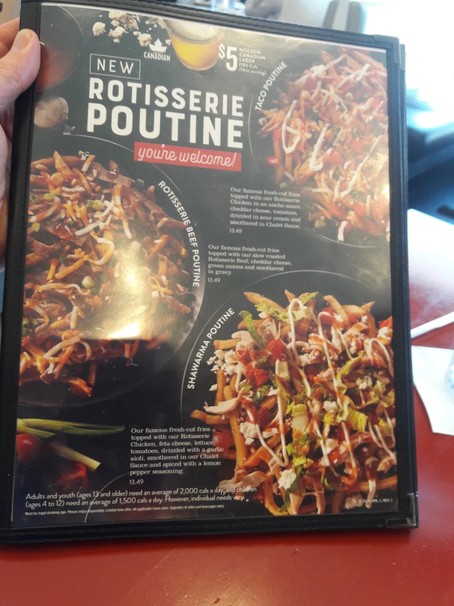 Menu, Swiss Chalet