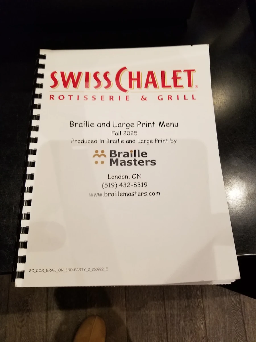 Menu, Swiss Chalet