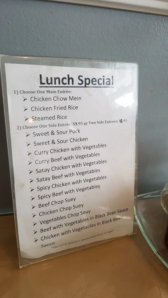 Menu, China Bowl Restaurant