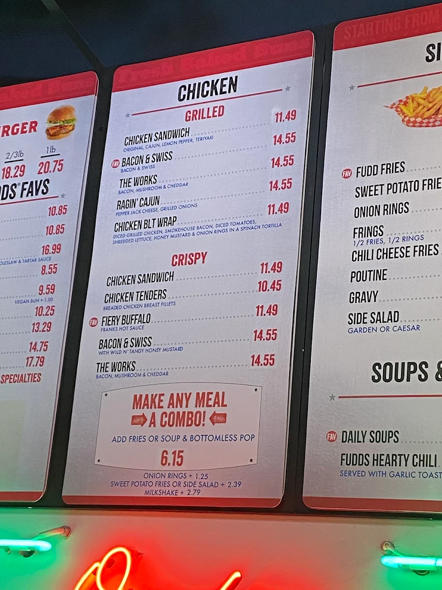 Menu, Fuddruckers