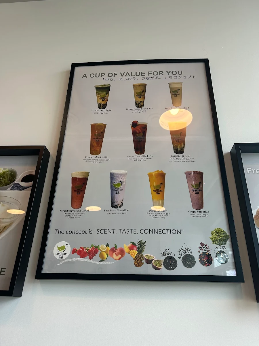 Menu, Chakura Tea Cafe