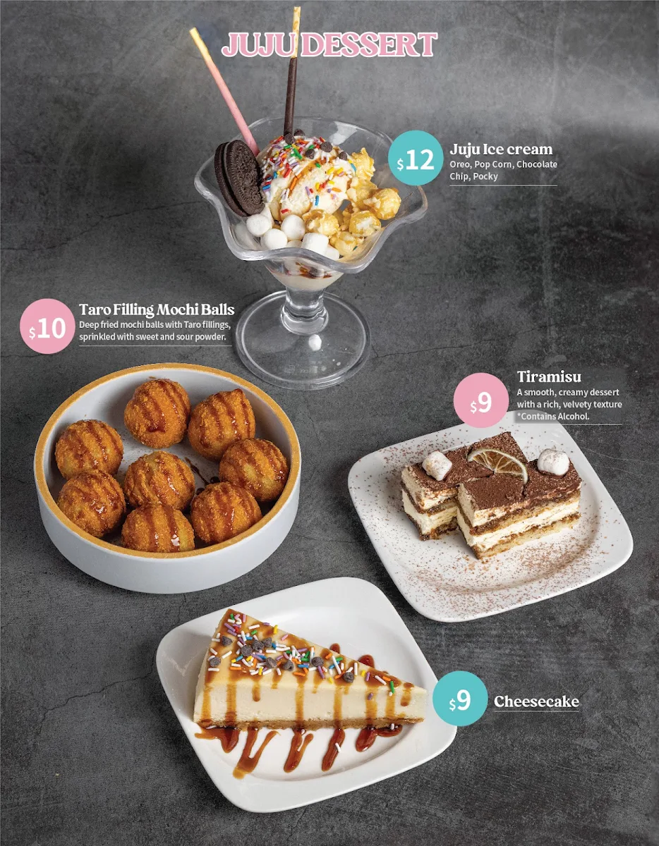 Menu, Juju Cafe & Board Games
