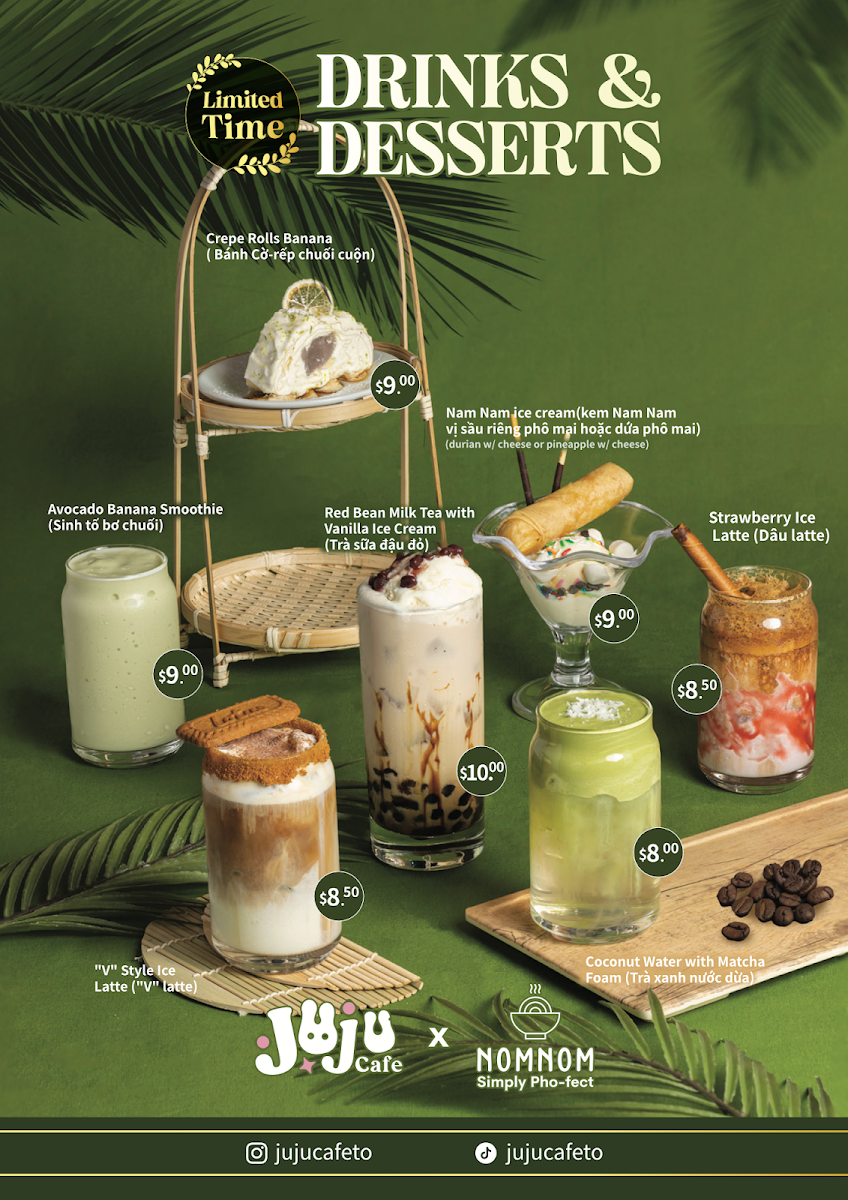 Menu, Juju Cafe & Board Games