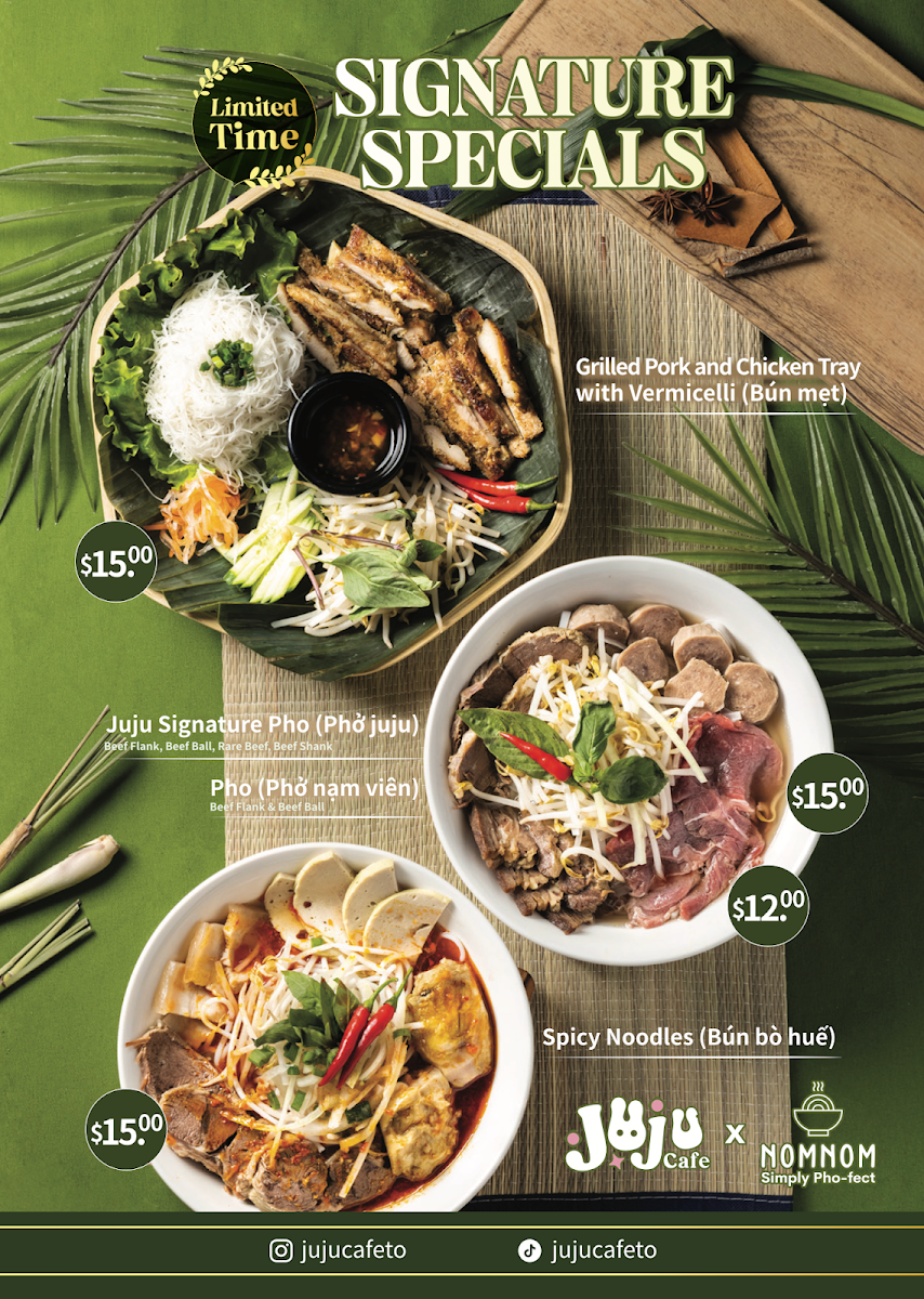 Menu, Juju Cafe & Board Games