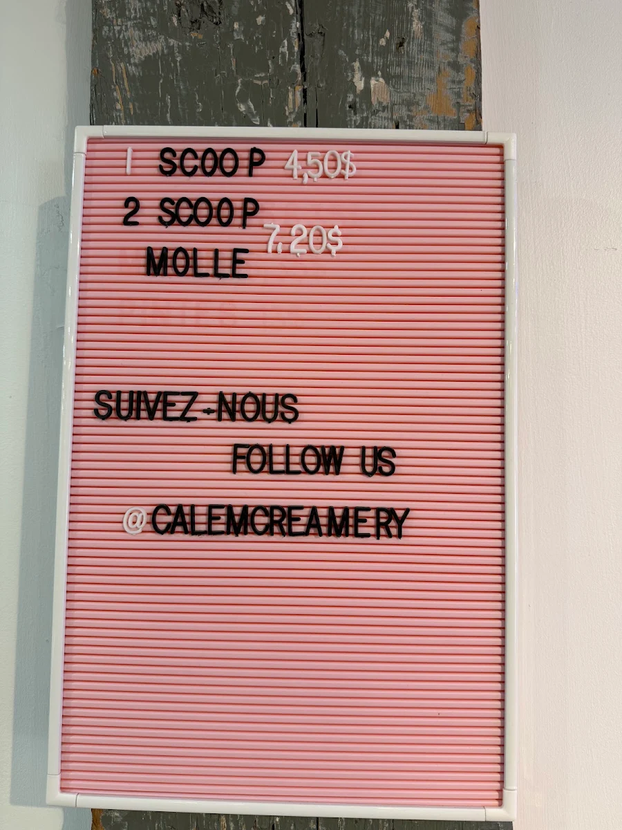 Menu, CA LEM Crèmerie Creamery (Old Port) ice cream