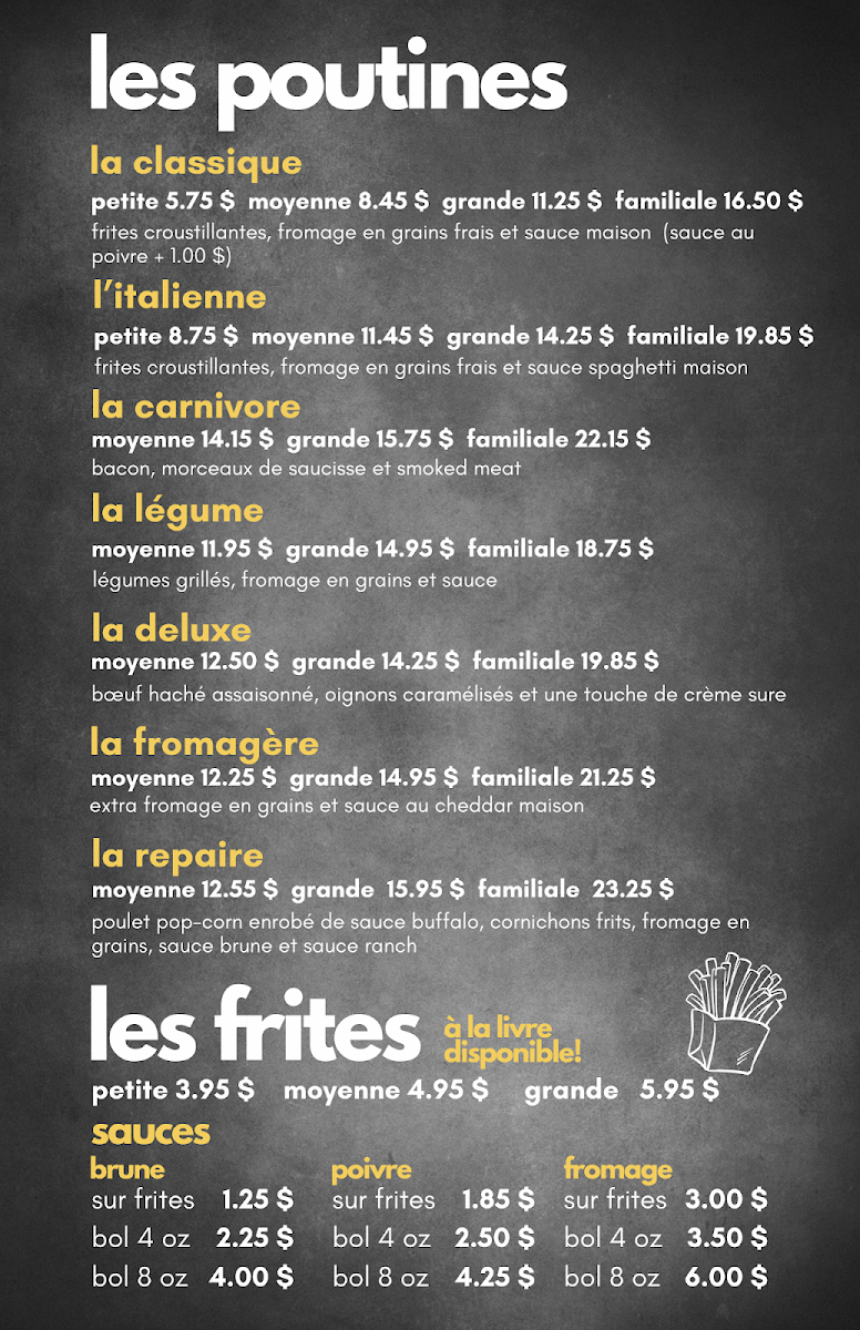 Menu, Le P'tit Repaire