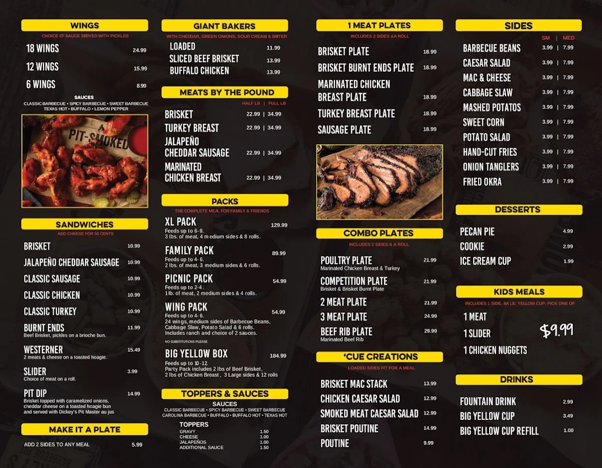 Menu, Dickey's Barbecue Pit