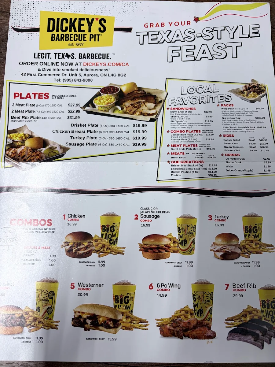 Menu, Dickey's Barbecue Pit