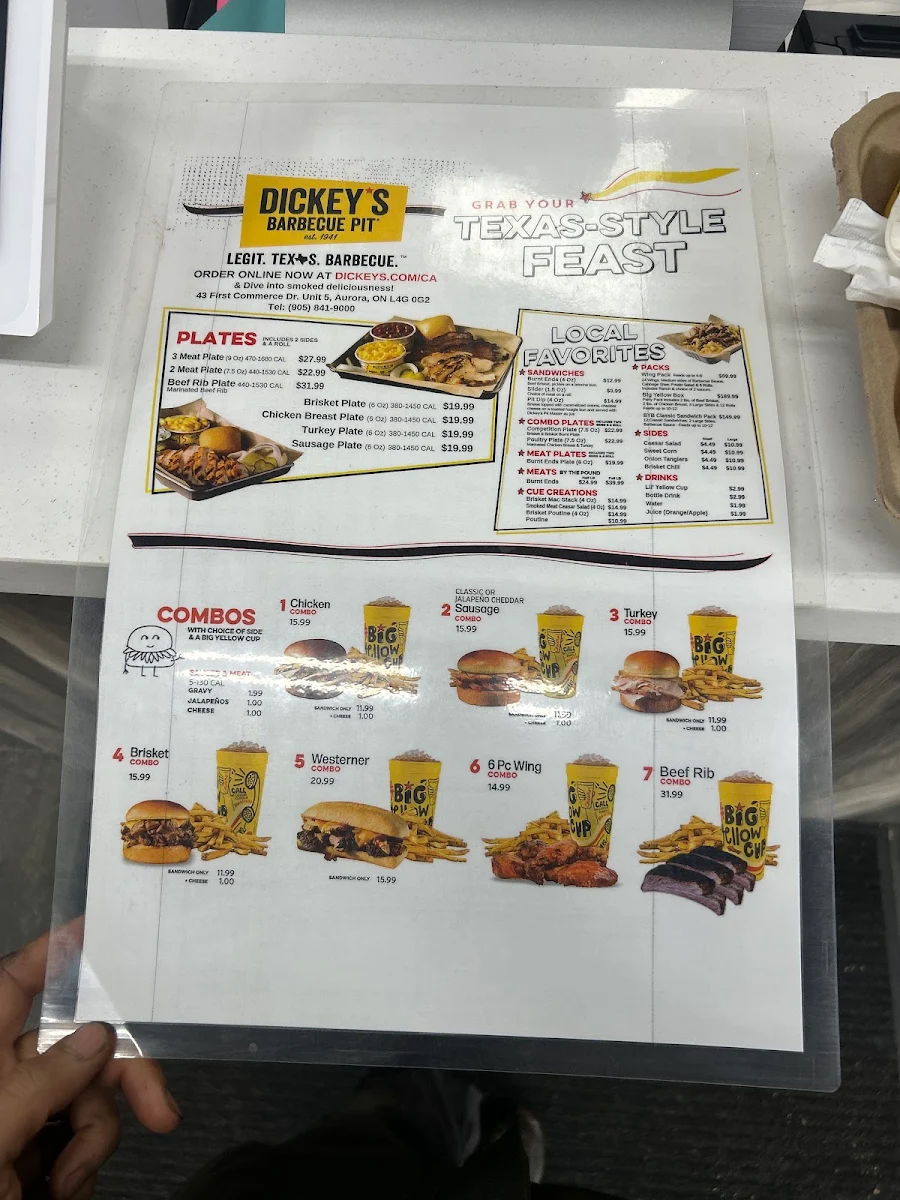 Menu, Dickey's Barbecue Pit