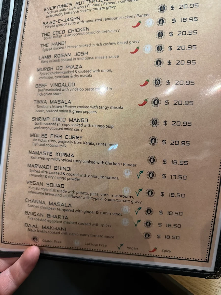 Menu, Namaste Kemptville