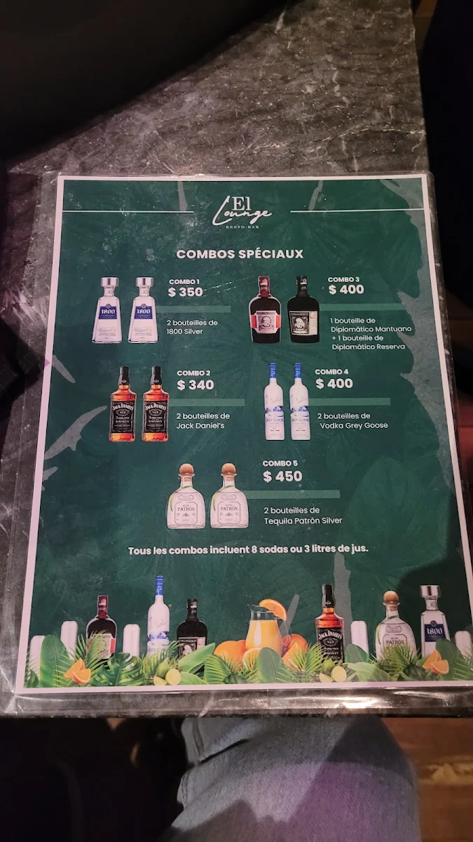 Menu, El Lounge Resto-Bar