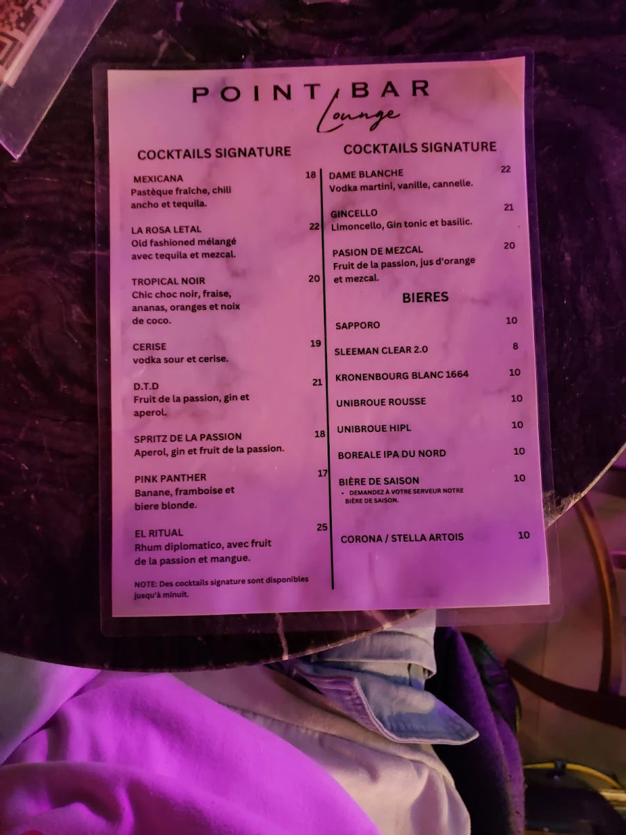 Menu, El Lounge Resto-Bar