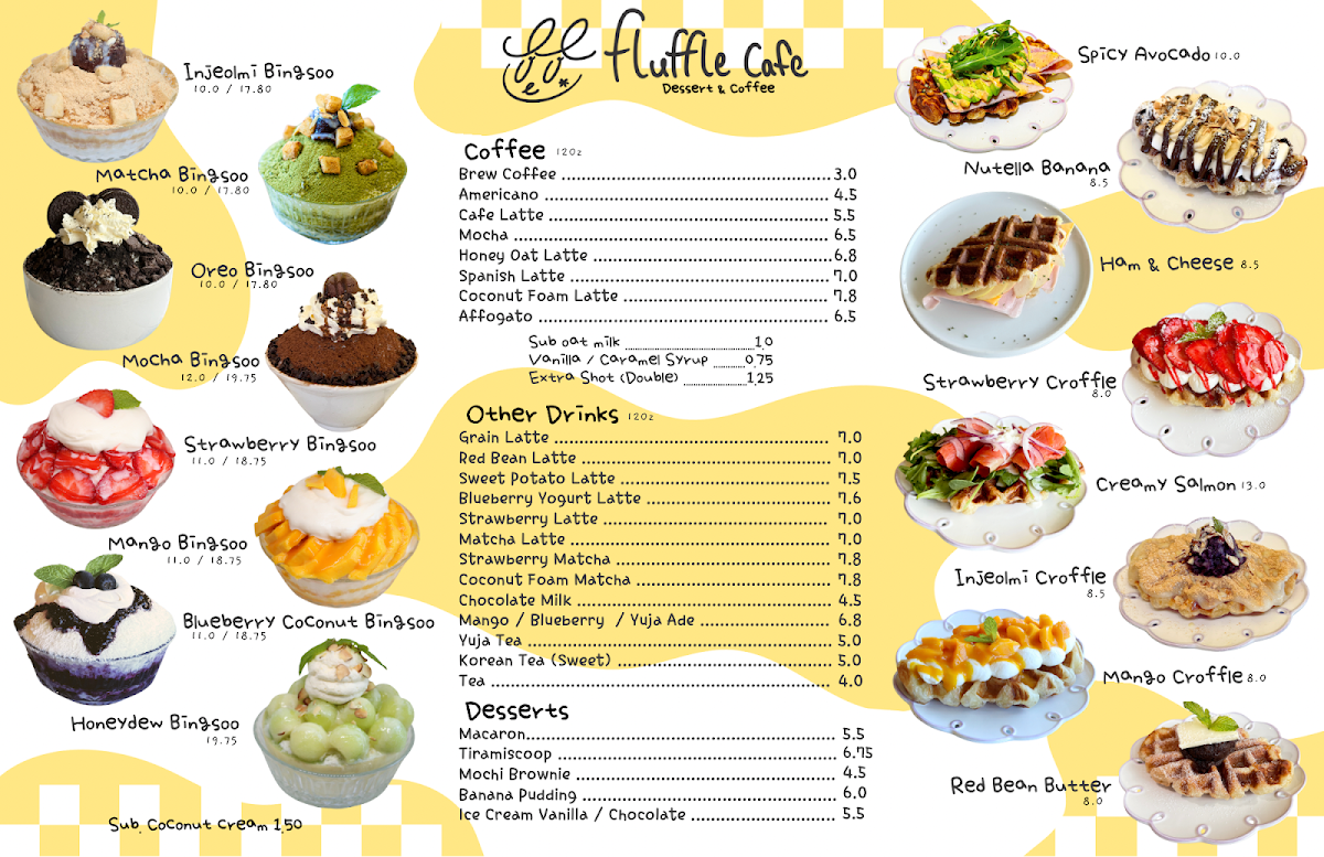 Menu, Fluffle Cafe