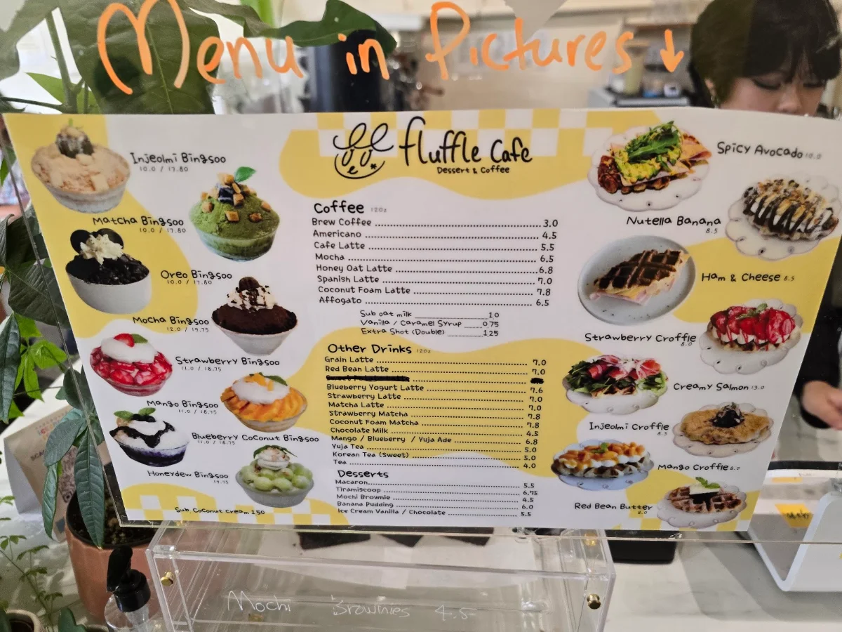Menu, Fluffle Cafe