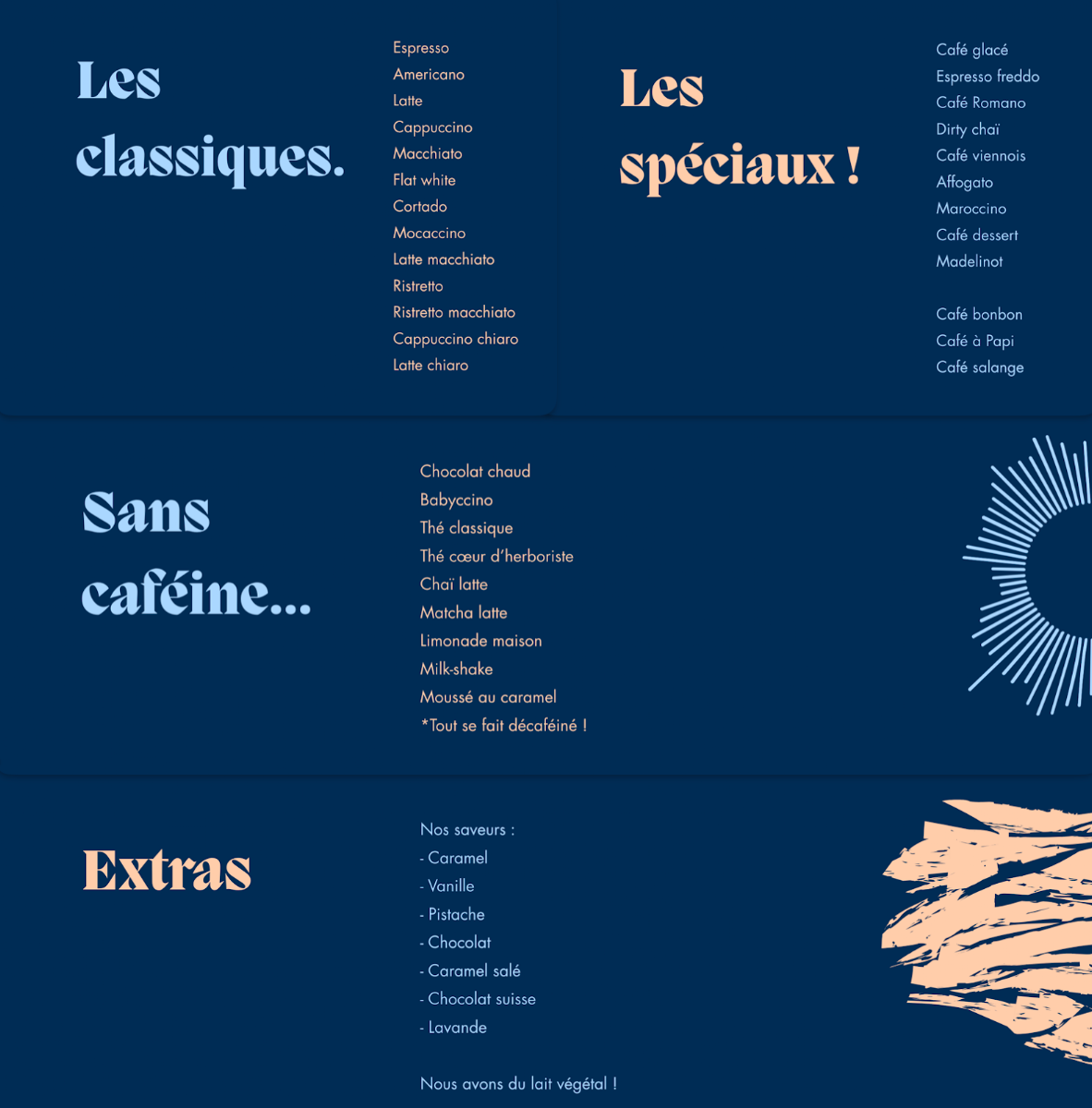 Menu, Ramea Café