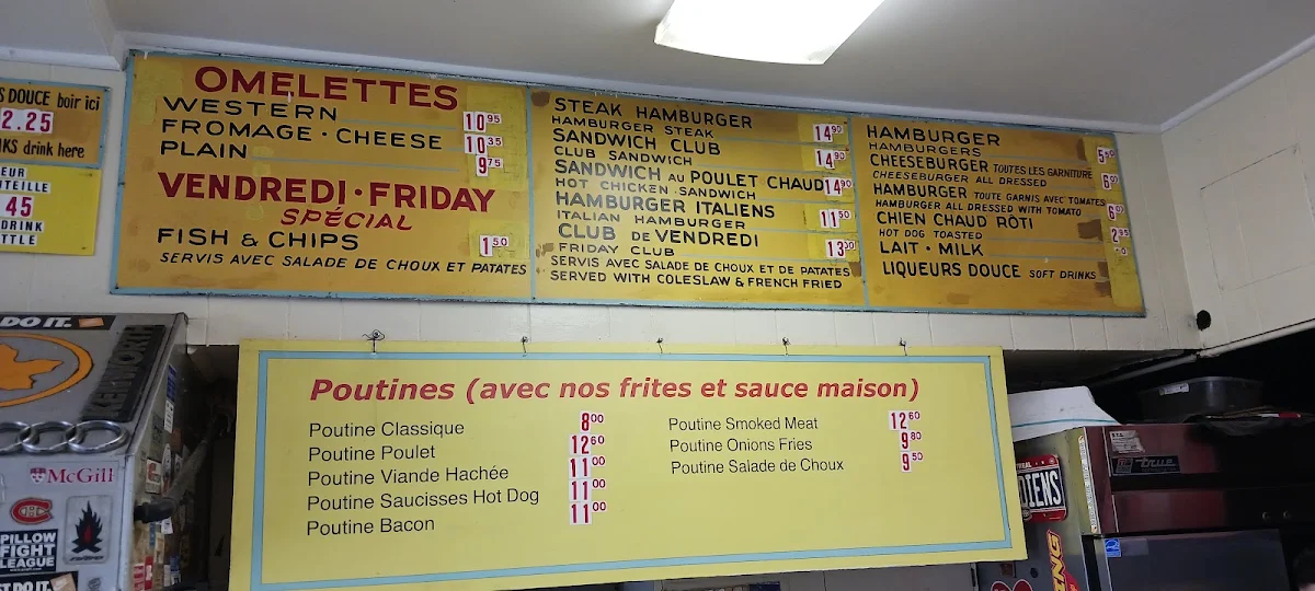 Menu, Décarie Hot Dogs