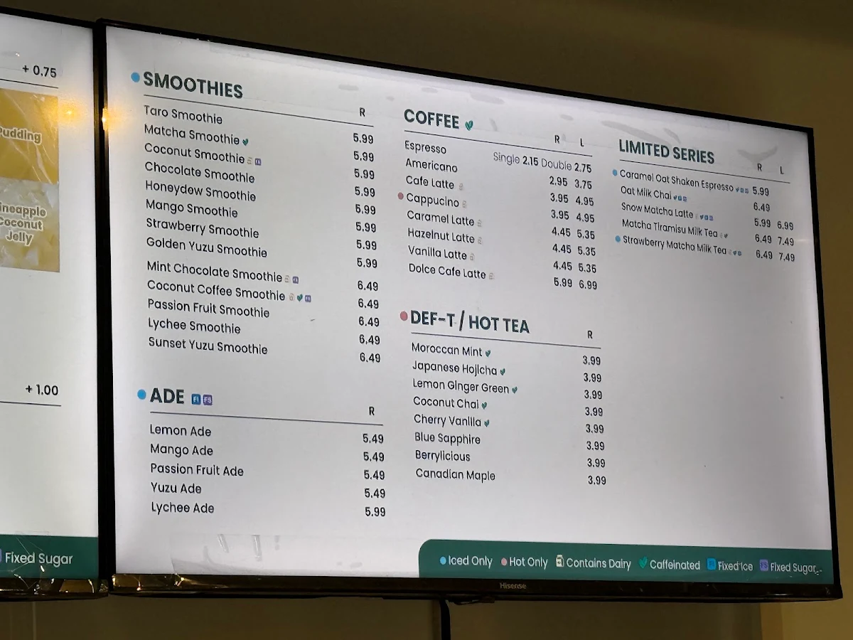 Menu, Palgong Tea Annex