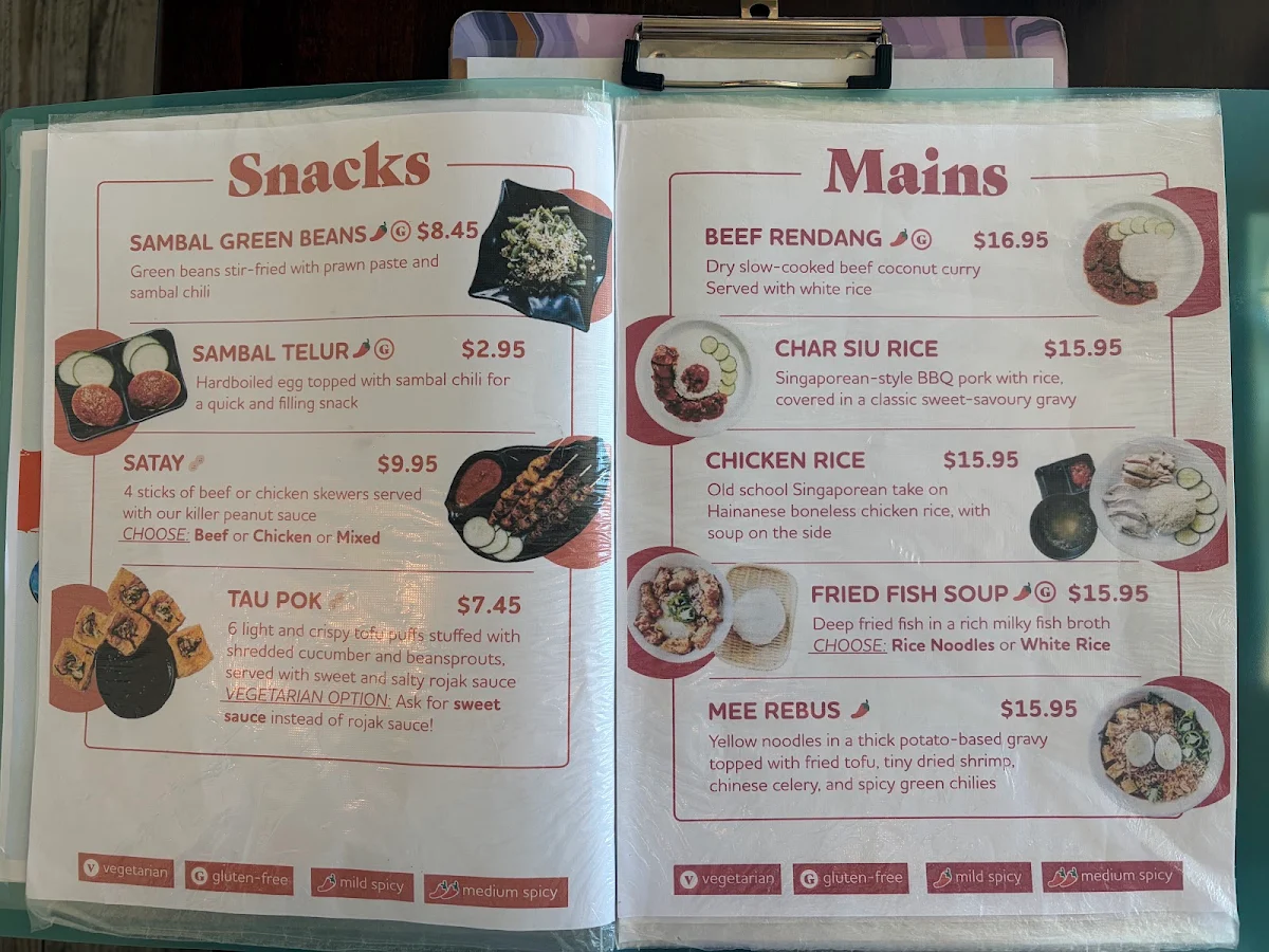 Menu, Shiok Canteen