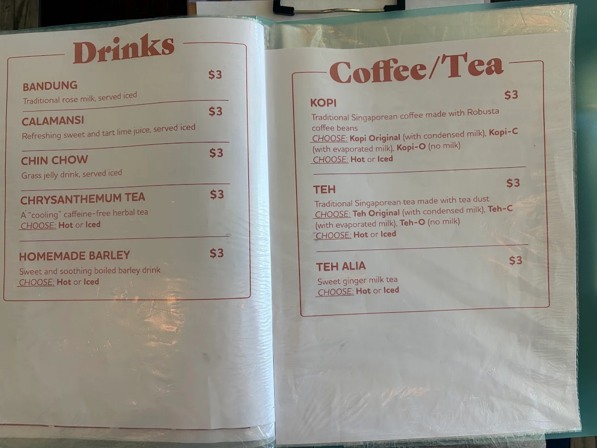 Menu, Shiok Canteen