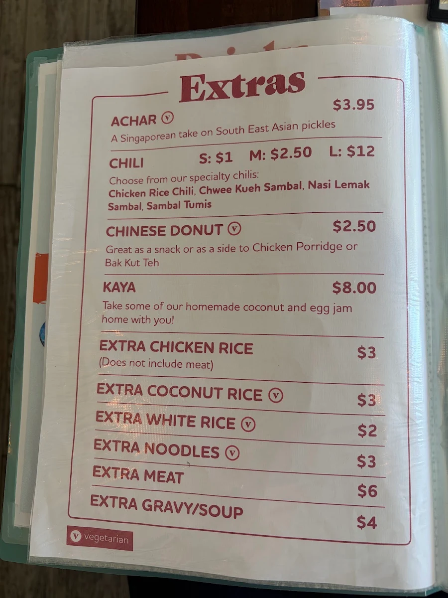 Menu, Shiok Canteen