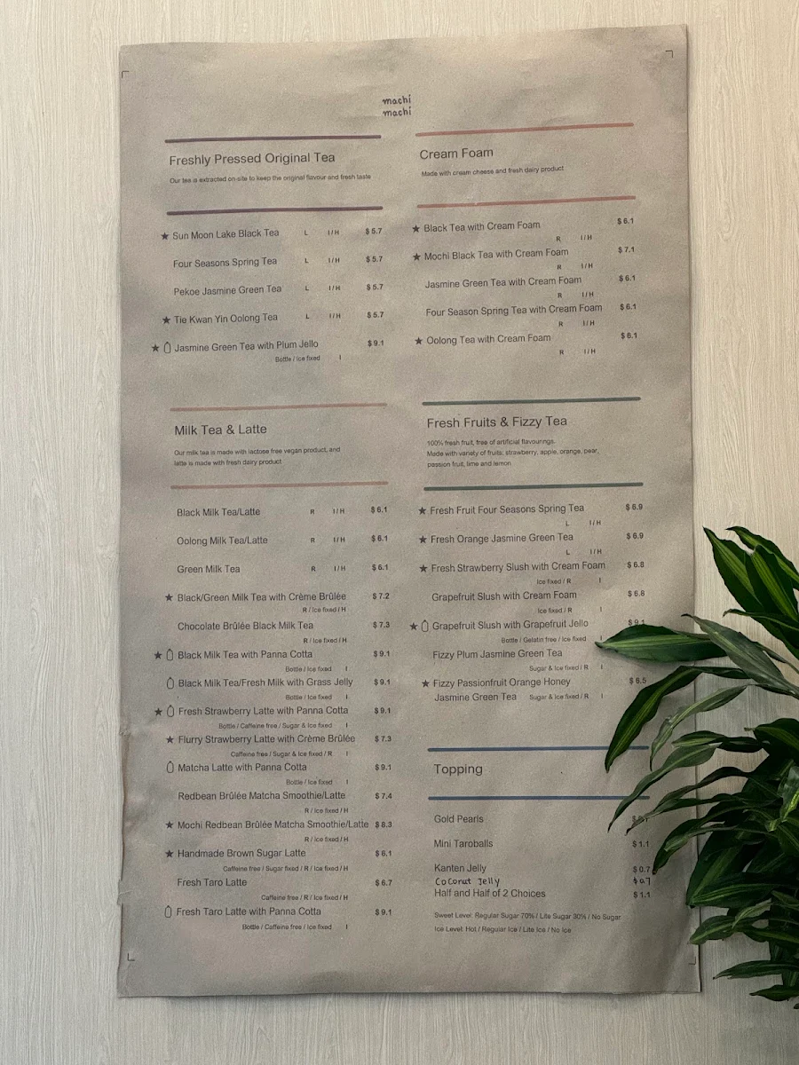 Menu, Machi Machi