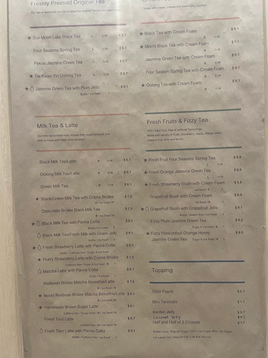 Menu, Machi Machi
