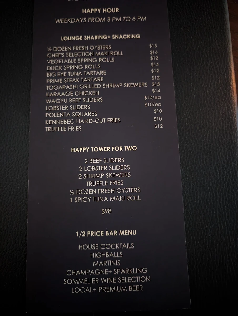 Menu, Blue Bovine Steak + Sushi House