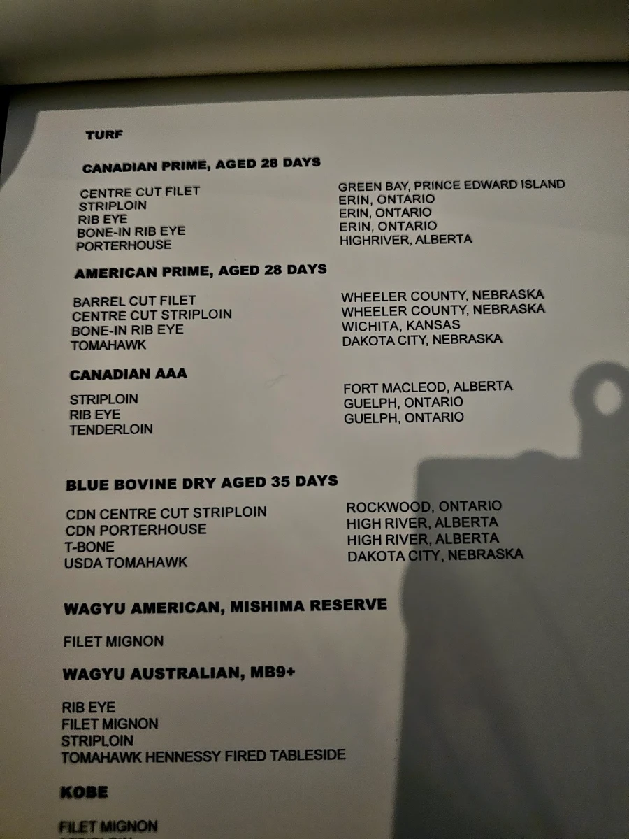 Menu, Blue Bovine Steak + Sushi House