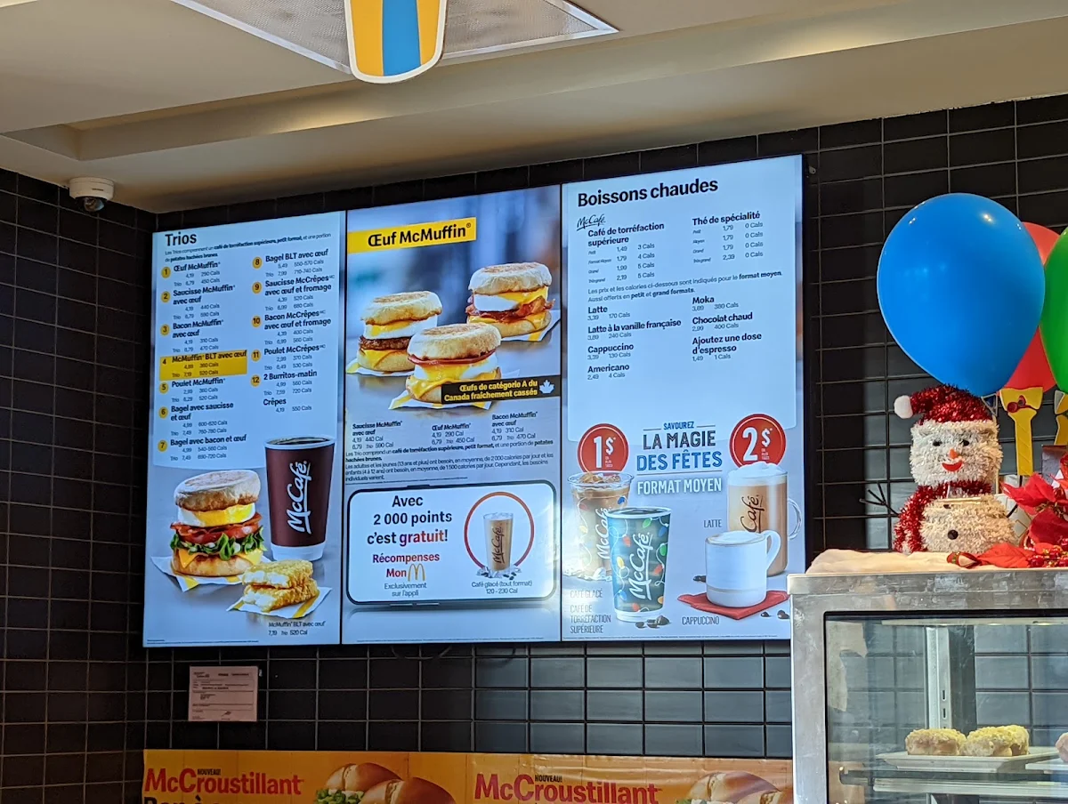Menu, McDonald's