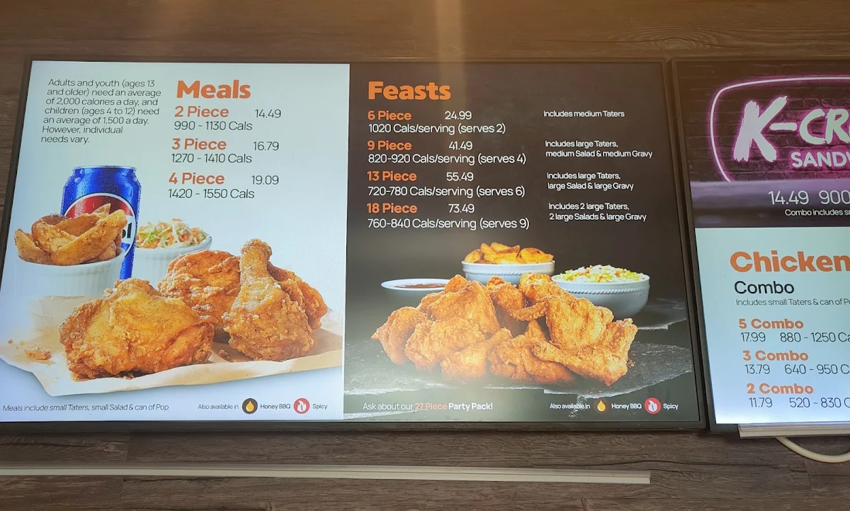 Menu, Mary Brown's Chicken