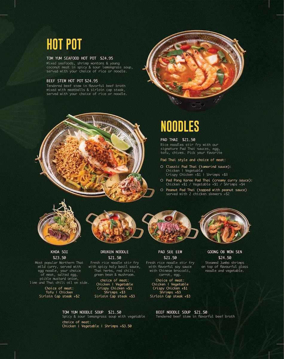 Menu, Thai House Cuisine