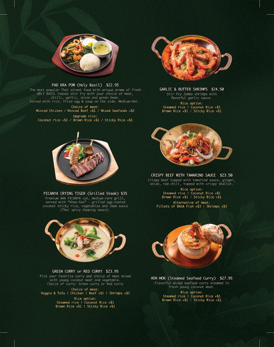 Menu, Thai House Cuisine
