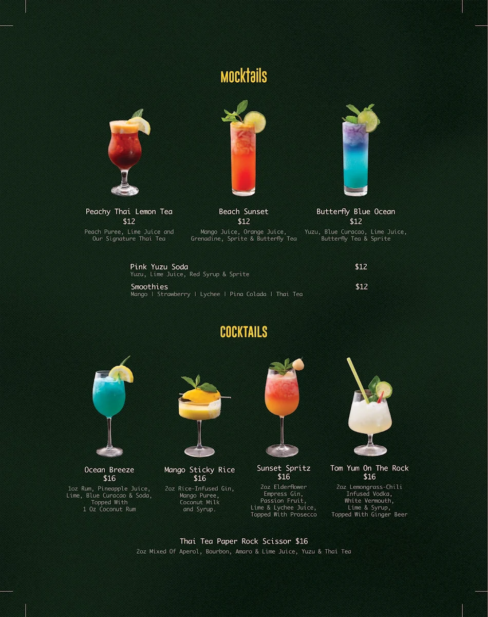 Menu, Thai House Cuisine