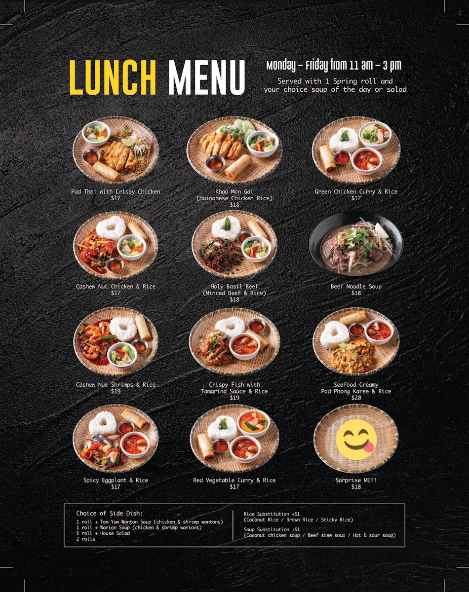 Menu, Thai House Cuisine