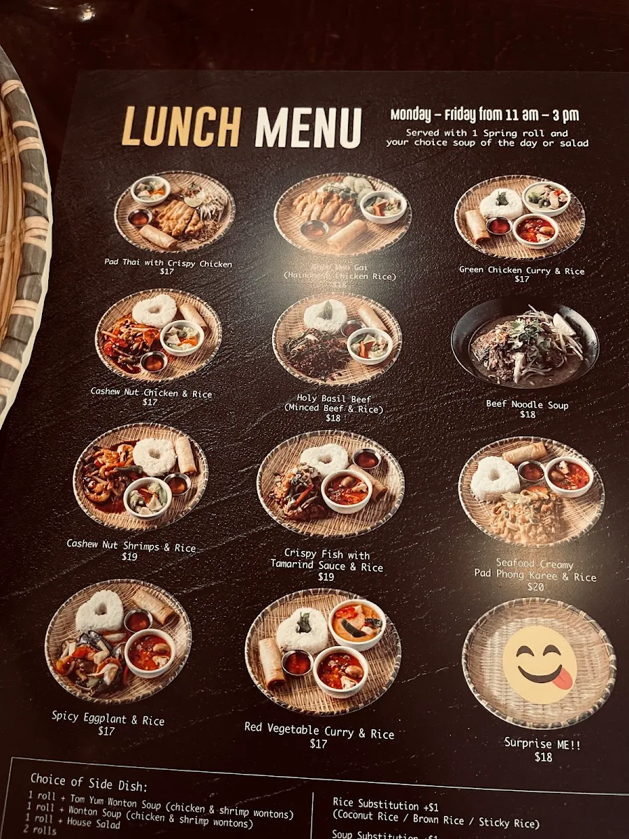 Menu, Thai House Cuisine