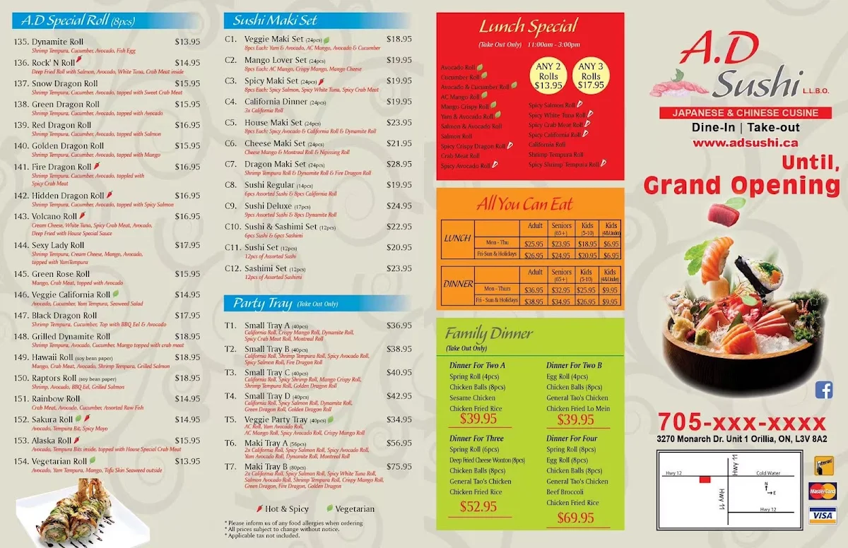 Menu, A.D Sushi