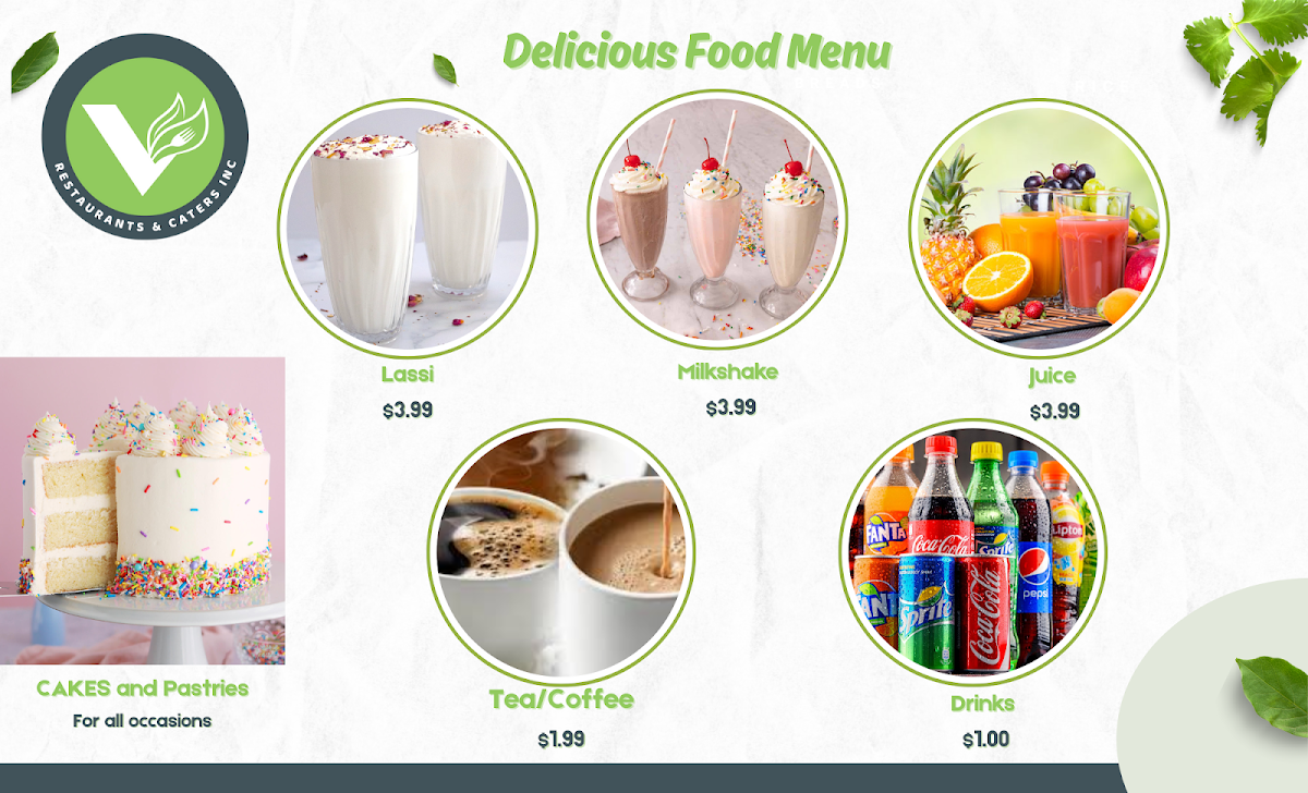 Menu, V Restaurants and Caters Inc.