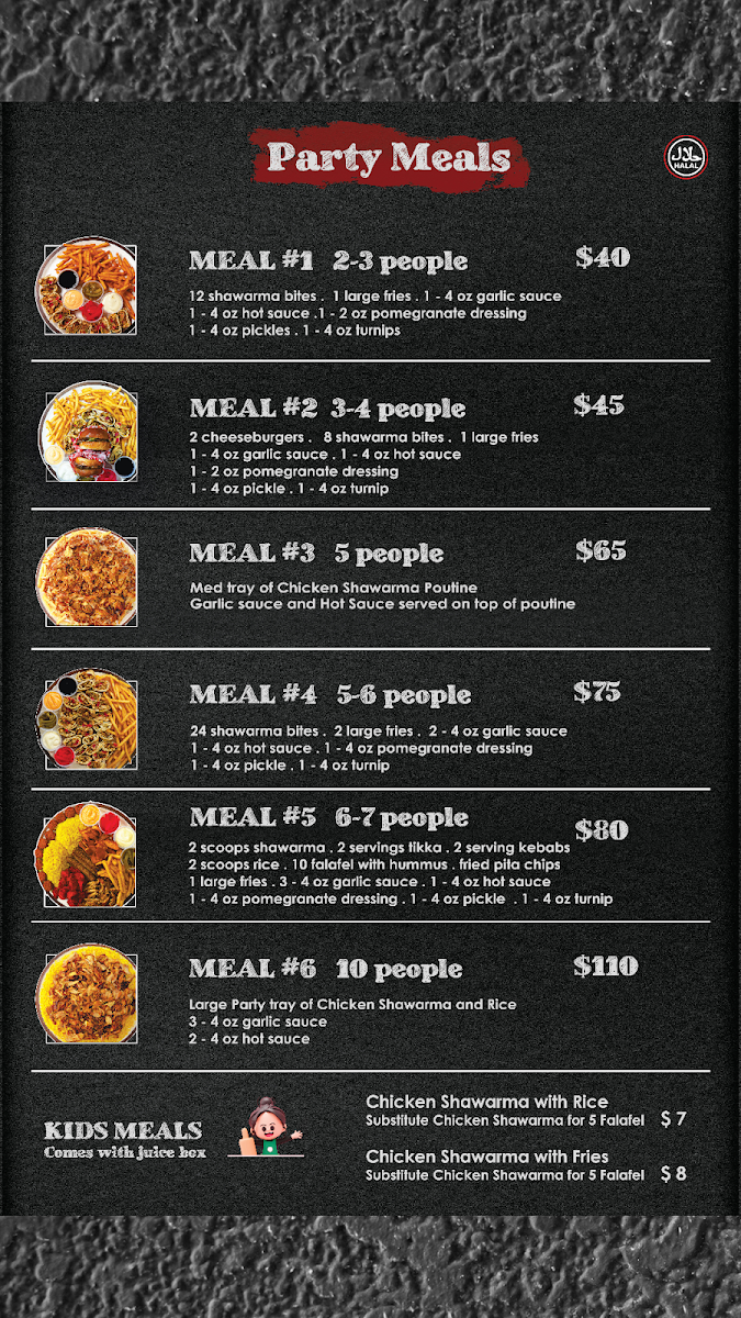 Menu, Ace Shawarma & Burgers