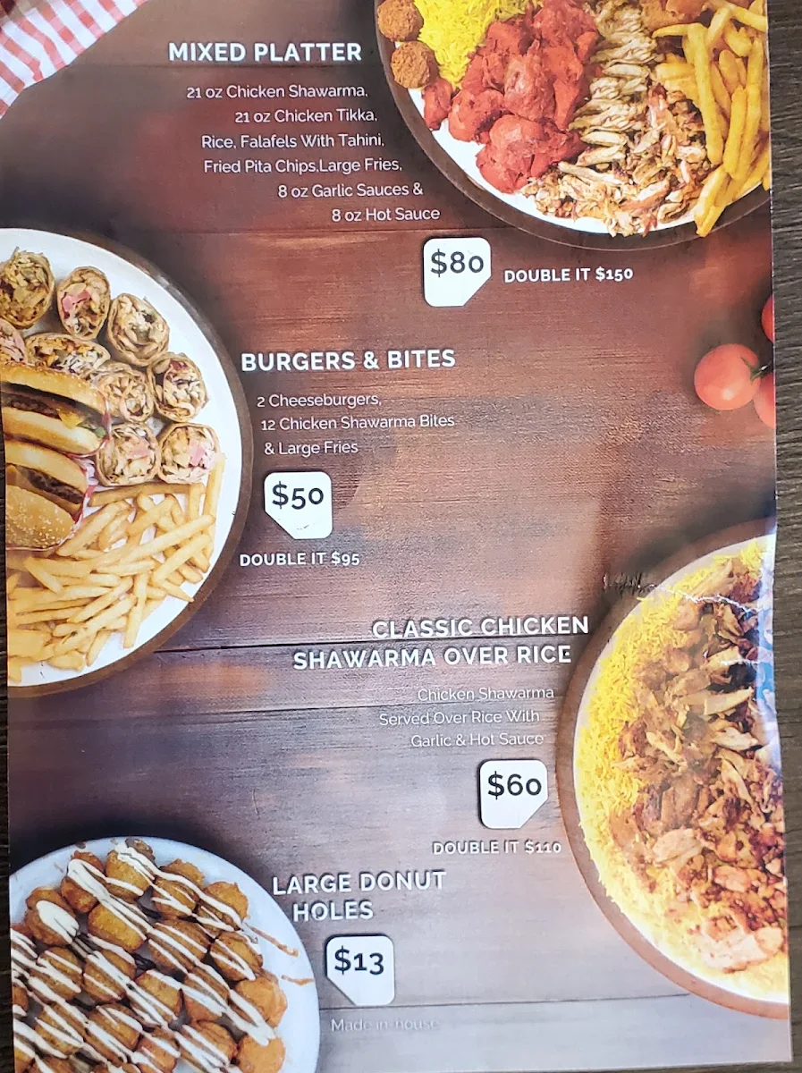 Menu, Ace Shawarma & Burgers