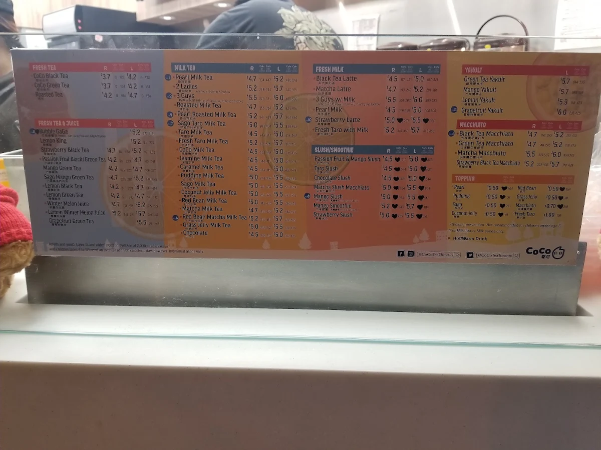 Menu, CoCo Bubble Tea - Bur Oak Markham