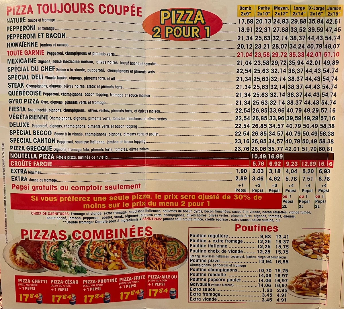 Menu, Becco Pizza Granby