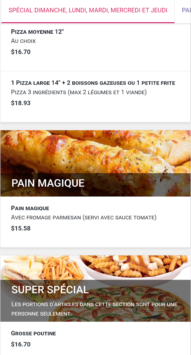 Menu, Becco Pizza Granby