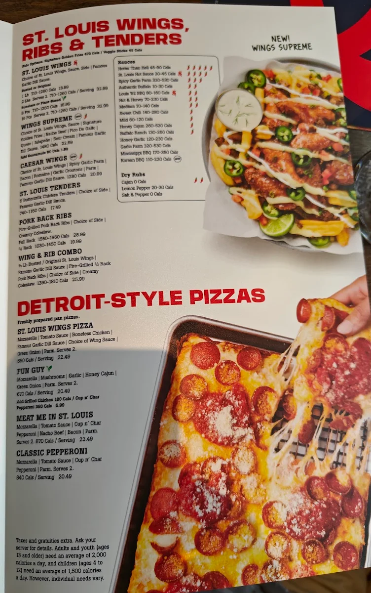 Menu, St. Louis Bar & Grill