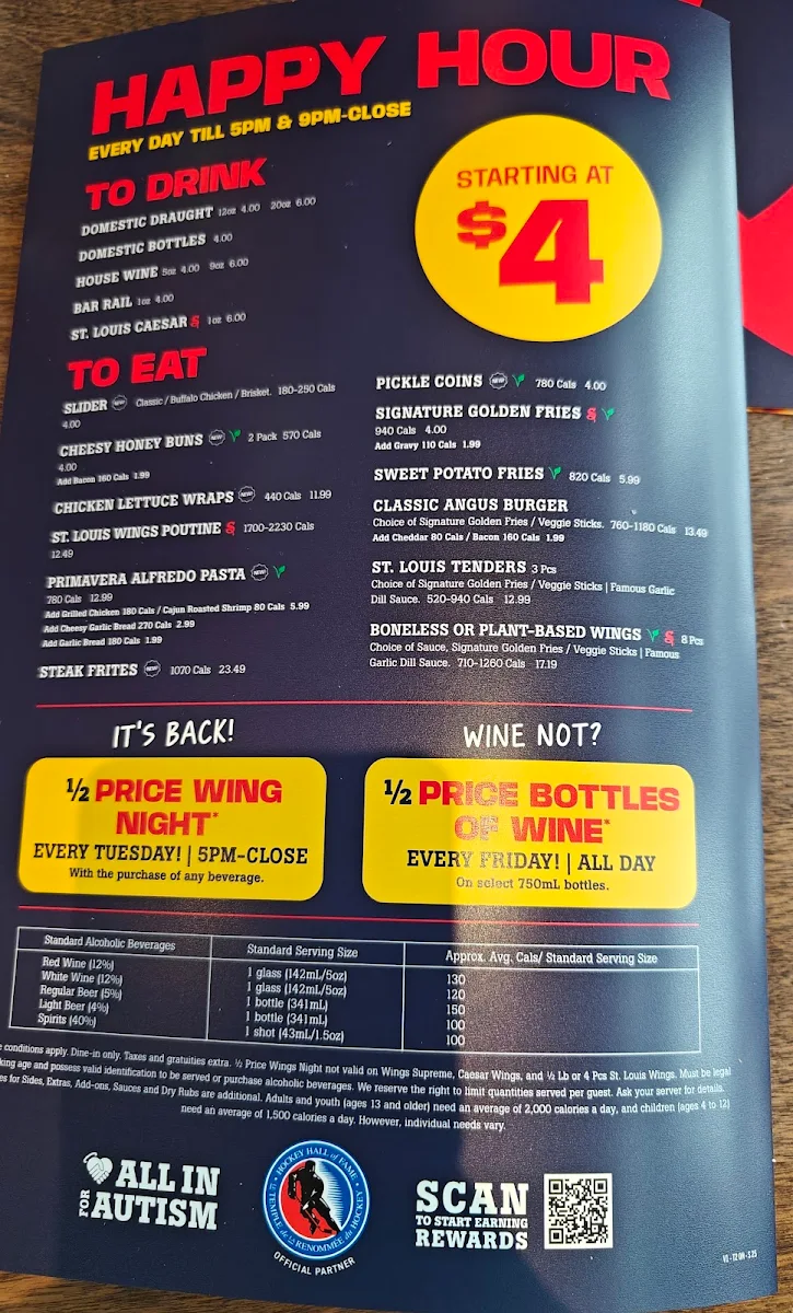 Menu, St. Louis Bar & Grill