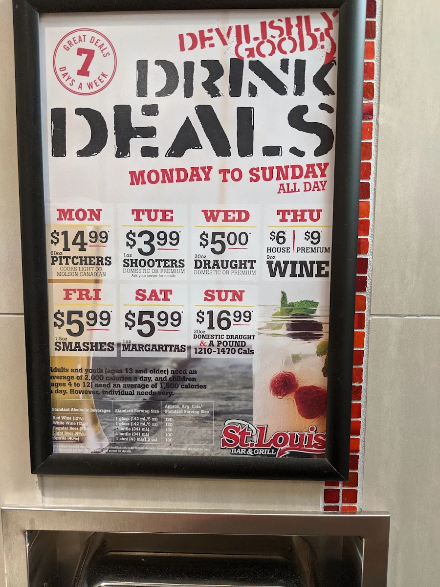Menu, St. Louis Bar & Grill