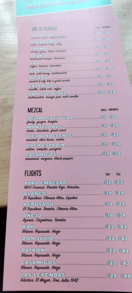 Menu, Lucky Taco